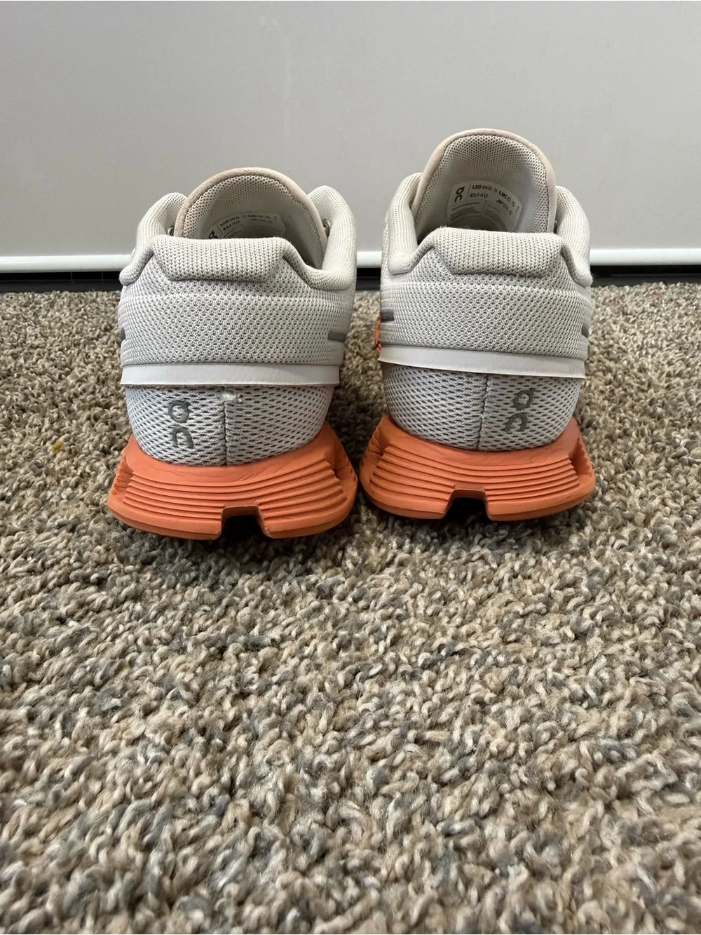 On Running Women's White and Coral Cloudsurfer Running Shoes - Picture 4 of 6